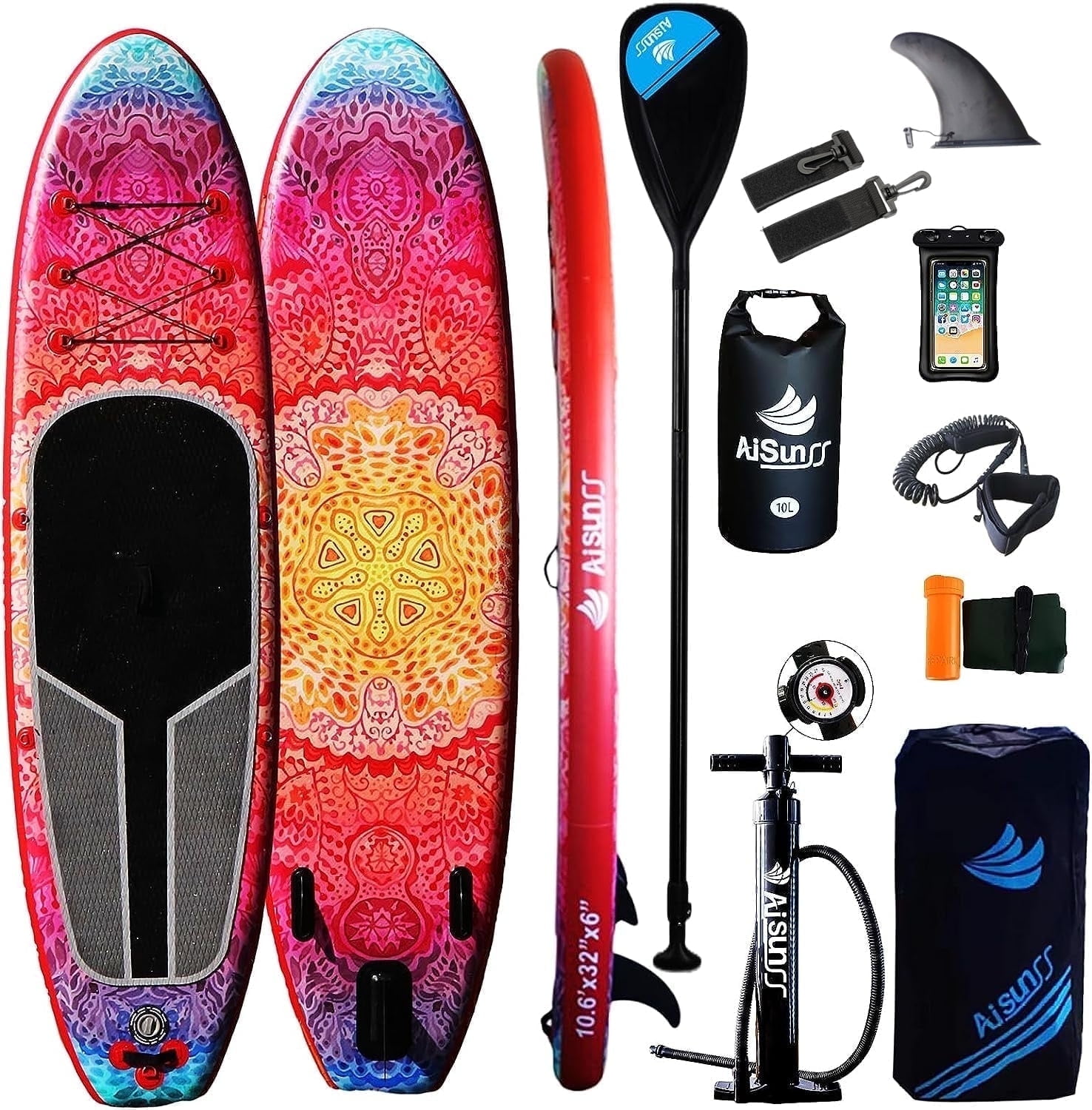 AISUNSS Inflatable Stand Up Paddle Board 10.6ft with Fishing