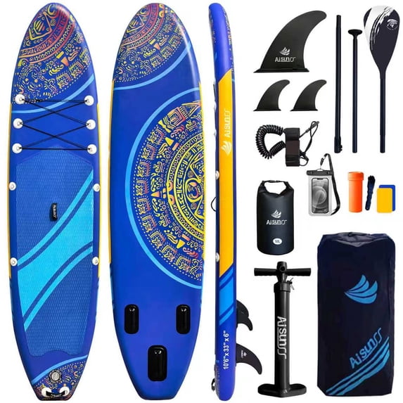 AISUNSS Inflatable Stand Up Paddle Board Wide SUP with Full Accessories,Anti-Slip EVA Deck, for Youth & Adults
