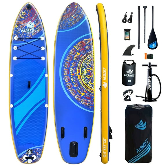 AISUNSS Inflatable Fishing Paddle Board 10.6' Stand up Paddle Board with Full SUP Premium Accessories