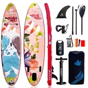AISUNSS 10.6ft Inflatable Stand up Paddle Board, Pink Paddleboard, Complete SUP Accessories, for Adults and Beginners