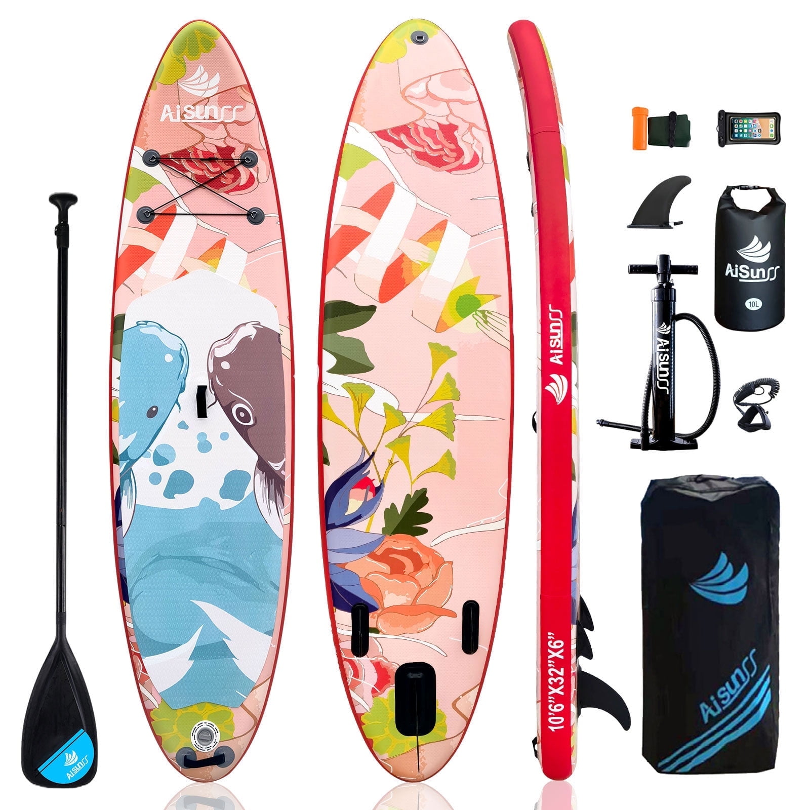 10' Inflatable Stand up Paddle Board for Adults, 6' Thick