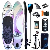 AISUNSS Inflatable Stand Up Paddle Board, 11ft Fishing Paddle Board with SUP Accessories