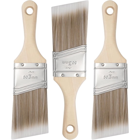 AISUO 3 Pack 2 Inch Angled Sash Paint Brushes, Short Handle Synthetic Edging Trim Brush, Smooth Finish for Professional & DIY Painting, Cabinets, Furniture, Oil & Latex Paint