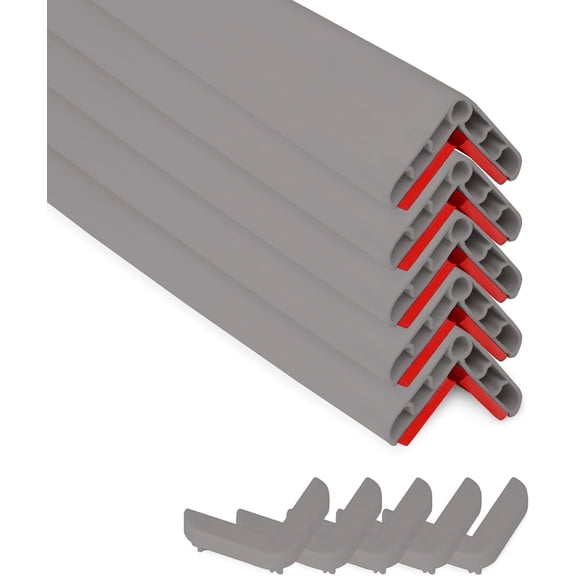 AISUO 5Pack Gray Rubber Wall Corner Guard Edge Protector, 1x1x36 Inch SelfAdhesive Baby Proofing Corner Guards, Furniture Edge Strips for Home & Office