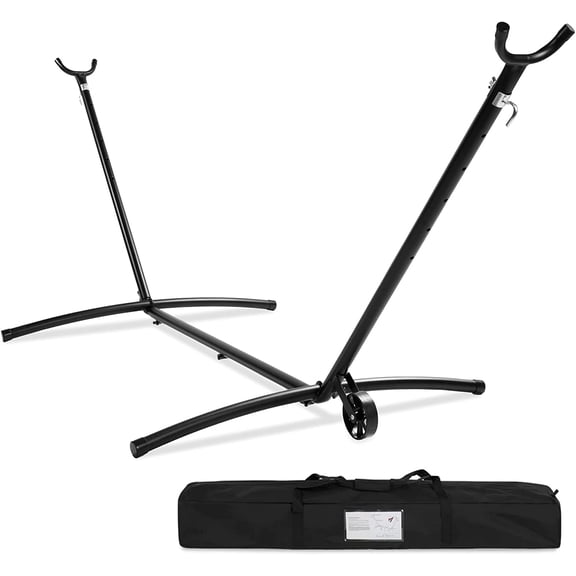 AISUO Portable Heavy-Duty 9ft Steel Hammock Stand w/Built-in Wheel, Carrying Case, Weather-Resistant Finish, 450lb Capacity