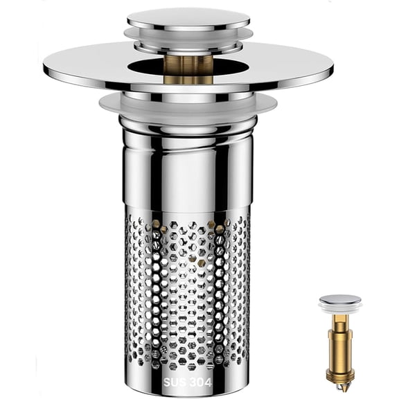 AISUO Universal Spring Loaded Bathroom Sink Drain Filter Basket, Stainless Steel Anti-Clog Hair Catcher Replacement Stopper, Detachable Drain Screen for Standard Bathroom Basin