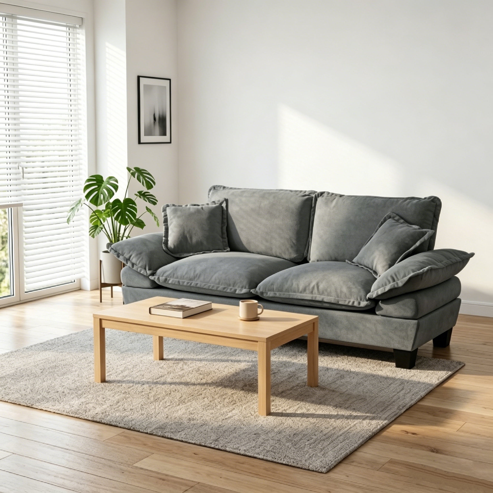 AISWORD 2 Seater Loveseat Sofa, Comfy Small Couch, Modular Sectional Love Seat with Pillows for Bedroom, Apartment, Office, Small Spaces, Grey