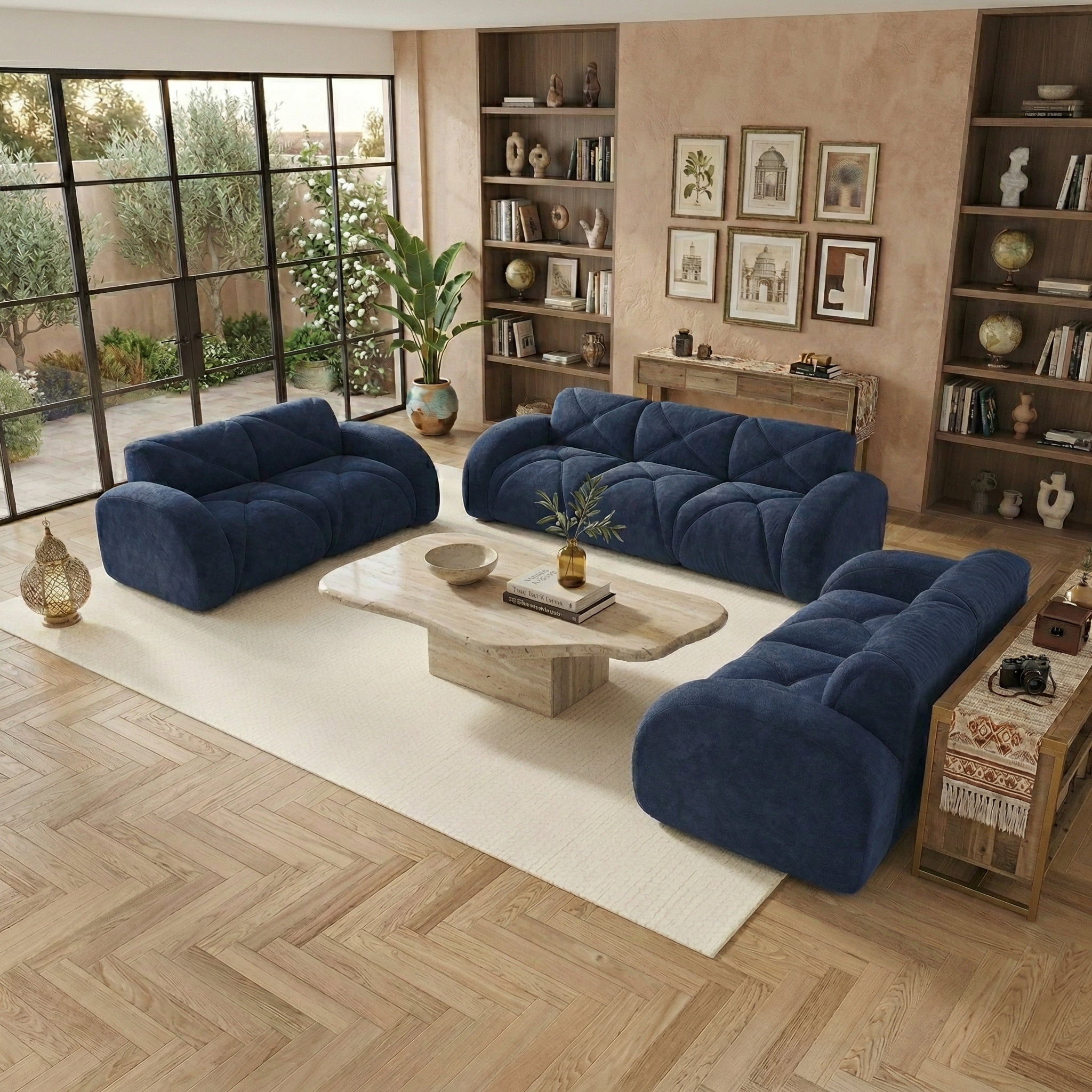 AISWORD 3-Piece Sofa Set (Two 2-Seater & One 3-Seater), 7-Seat Total Ultra-Soft Boneless Cloud Couches with 32D High-Density Foam & Anti-Slip Bottom, No Assembly Required