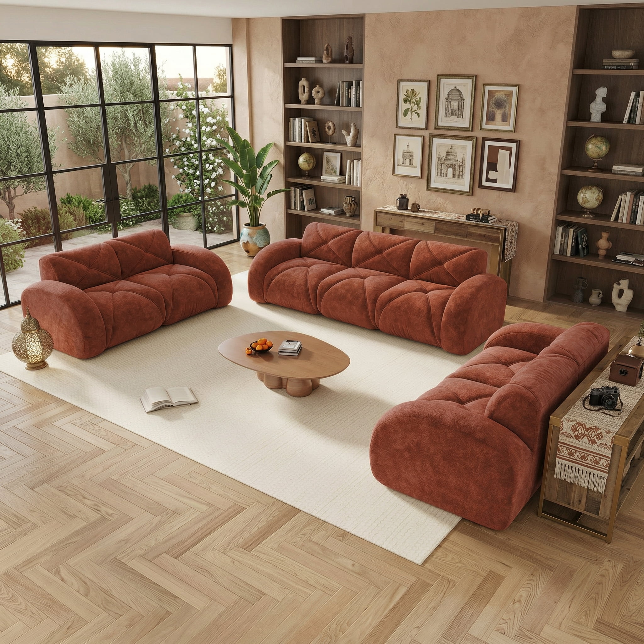 AISWORD 3-Piece Sofa Set (Two 2-Seater & One 3-Seater), 7-Seat Total Ultra-Soft Boneless Cloud Couches with 32D High-Density Foam & Anti-Slip Bottom, No Assembly Required