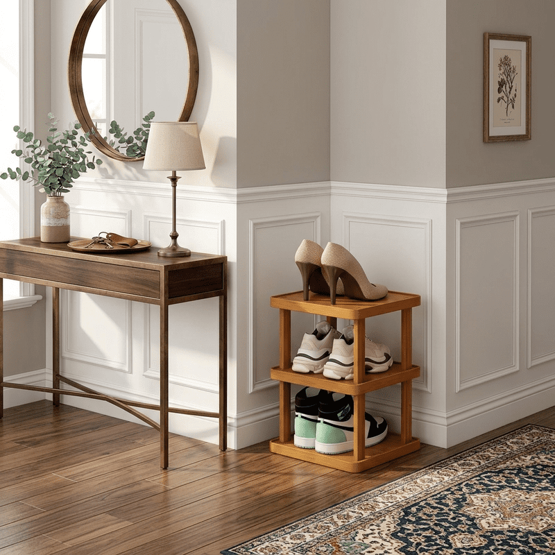 AISWORD 3-Tier Modern Bamboo Shoe Rack,Space-Saving Vertical Shoe Storage Organizer for Entryway,Closet,and Hallway