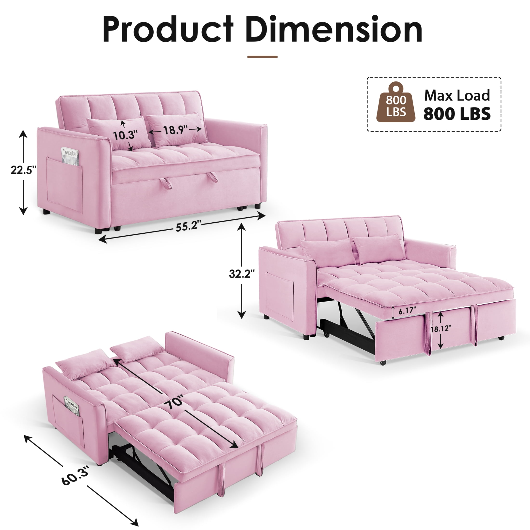 Sofa Bed, Pink