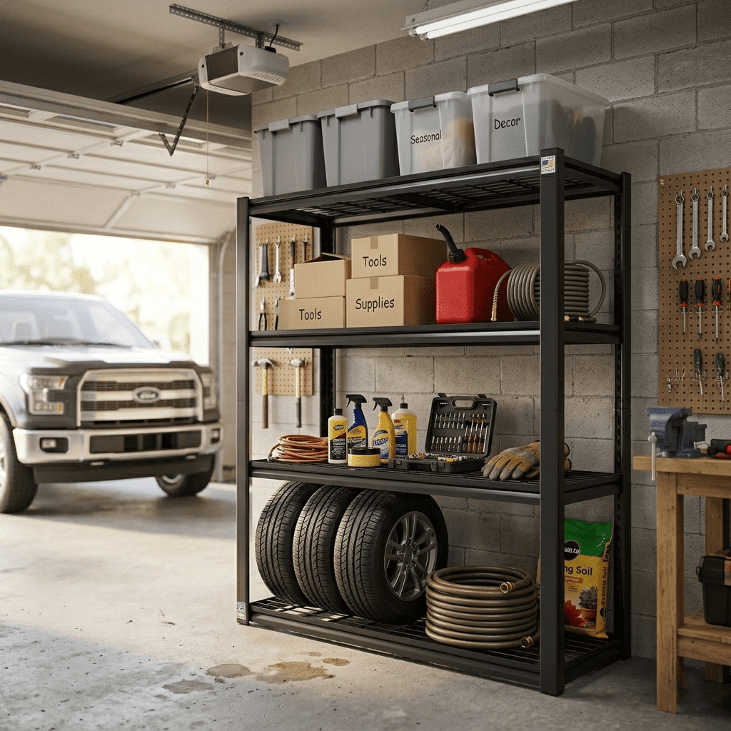 AISWORD 4-Tier Heavy Duty Garage Storage Shelves,2240 LBS Capacity Adjustable Metal Shelving Unit,Utility Rack for Warehouse,Pantry & Closet,40"W x 20"D x 60"H