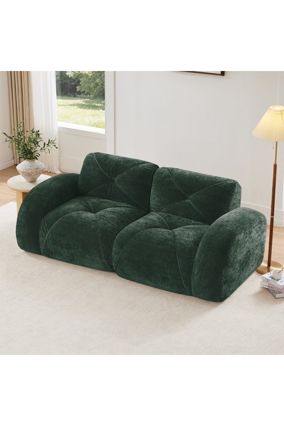 40" 2-Seat Modular Cloud Loveseat, Soft Velvet Boneless Sofa with Anti-Slip Bottom, No Assembly Required