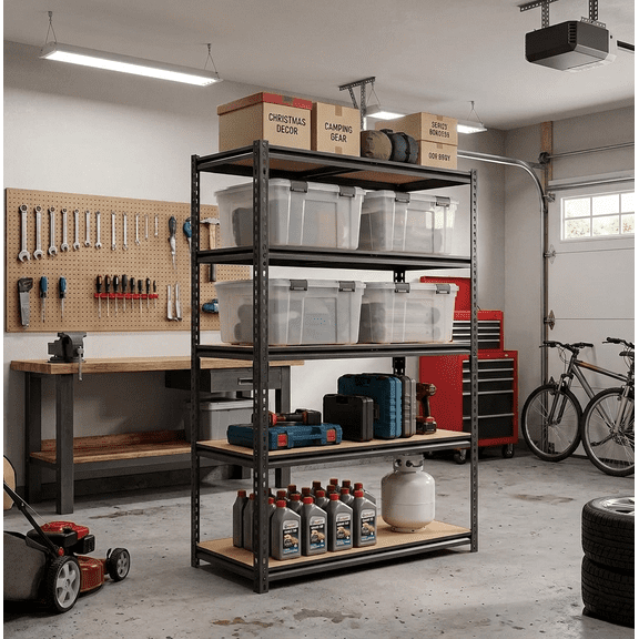 AISWORD 5-Tier Heavy Duty Garage Storage Shelves,2400 LBS Capacity Adjustable Metal Shelving Unit,Utility Rack for Warehouse,Pantry & Closet