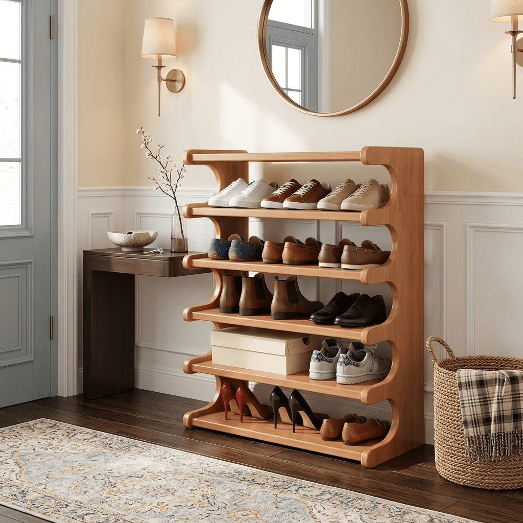 AISWORD 6-Tier Bamboo Shoe Rack Organizer,Free-Standing Shoe Storage Shelf for Entryway,Closet,Bedroom