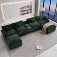 thumbnail image 1 of Vinform 145" U Shaped Cloud Couch Sectional with USB Charging, Hidden Storage, Cup Holders & Double Chaise, Green, 1 of 8