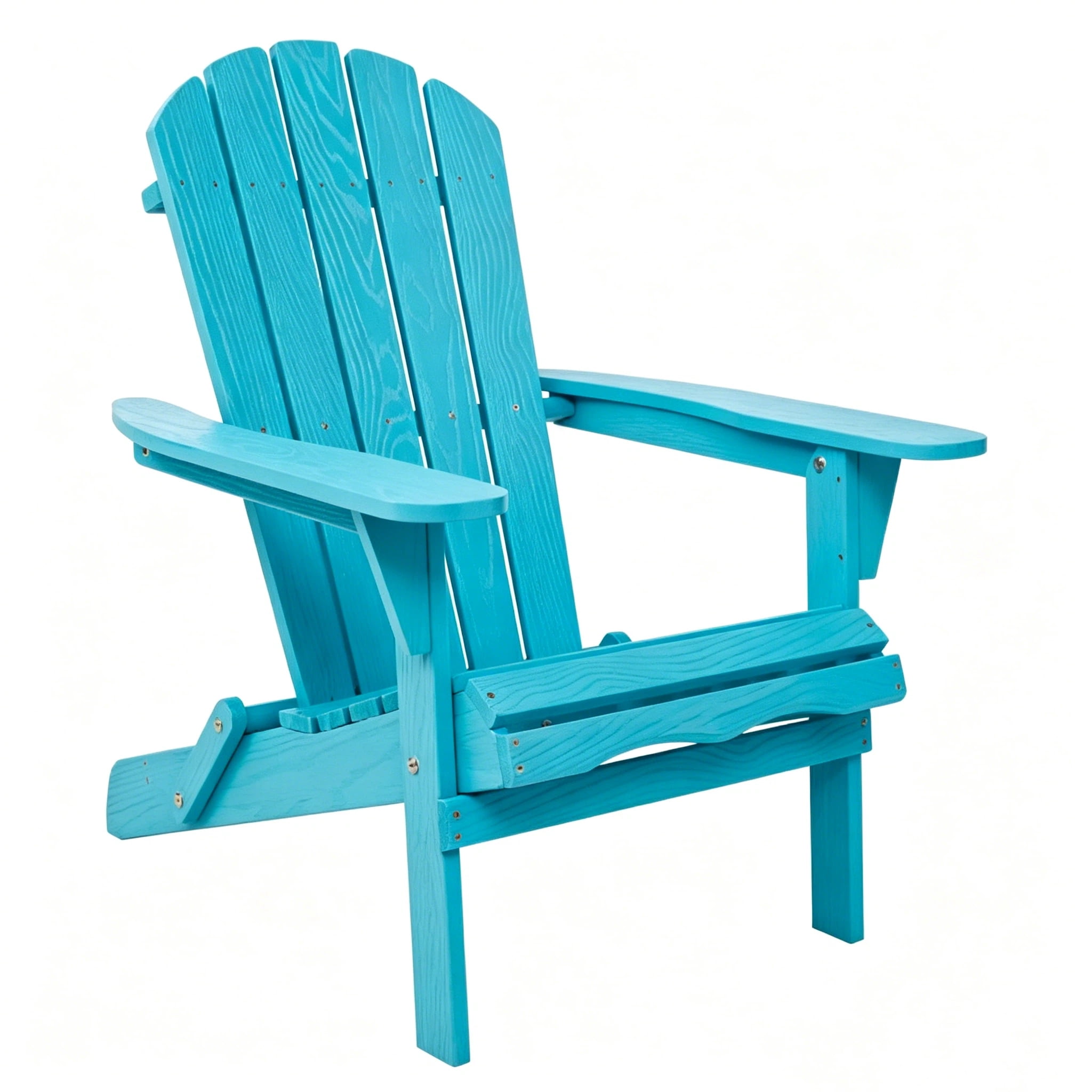 AISWORD Outdoor Folding Embossed Adirondack Chair, Pre-Assembled BackRest Wood Lounge Chair, Blue