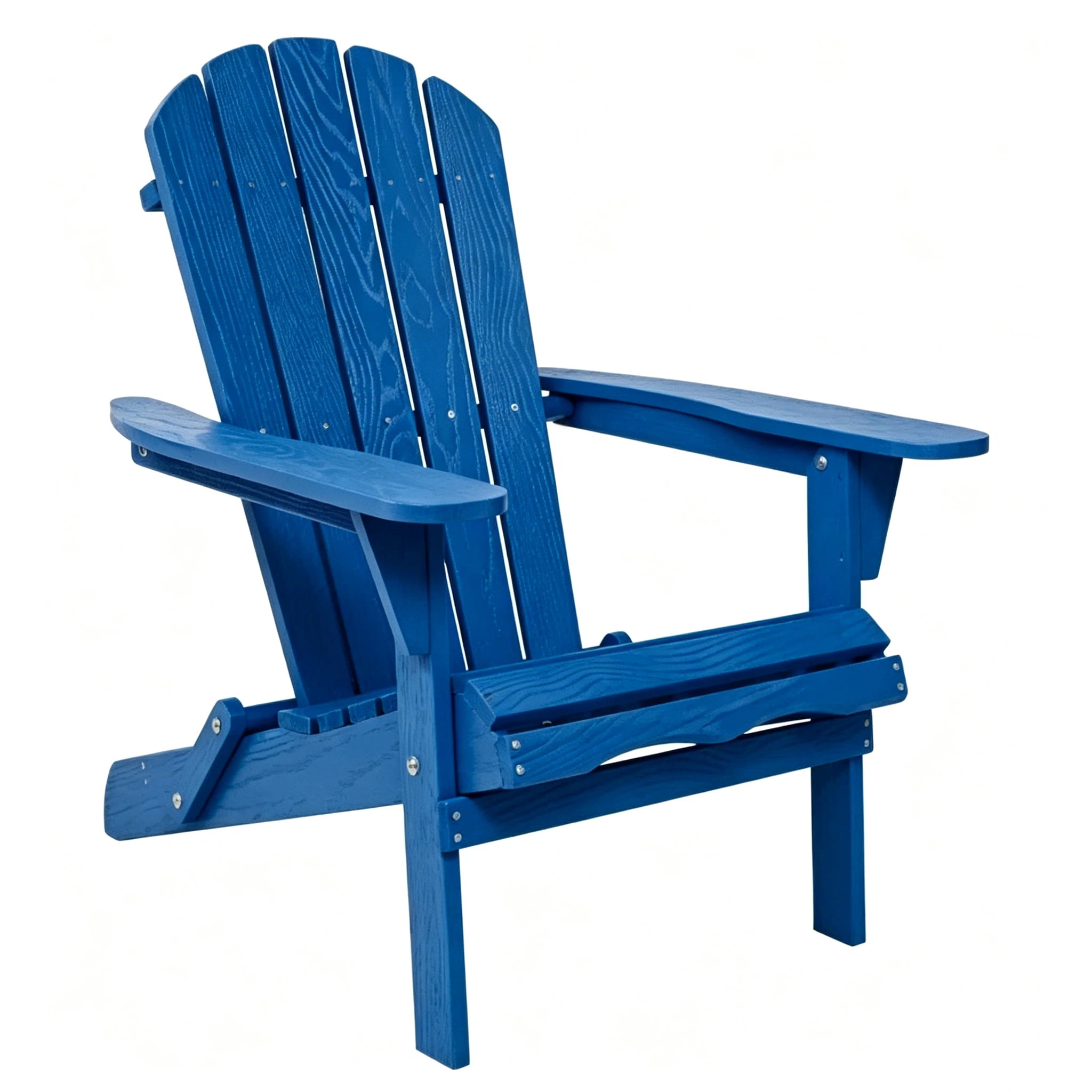 AISWORD Outdoor Folding Embossed Adirondack Chair, Pre-Assembled BackRest Wood Lounge Chair, Navy