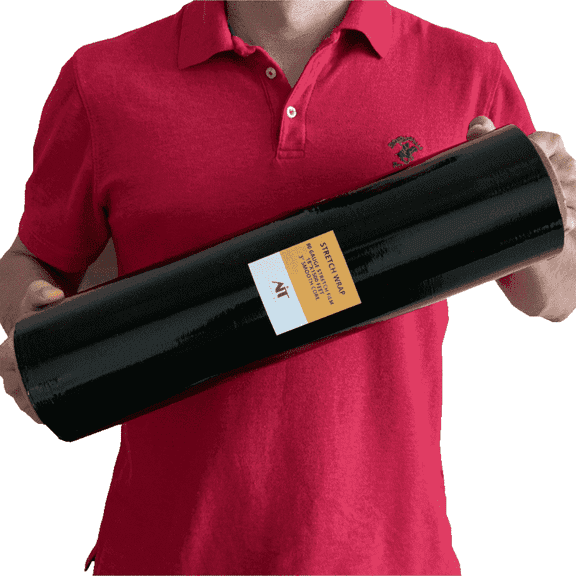 AIT Home&Care - Extra Thick Black Shrink Film - Plastic Film 80 Gauge, 18"x 1500 Ft, Industrial Black Stretch Wrap for Moving, Pallets