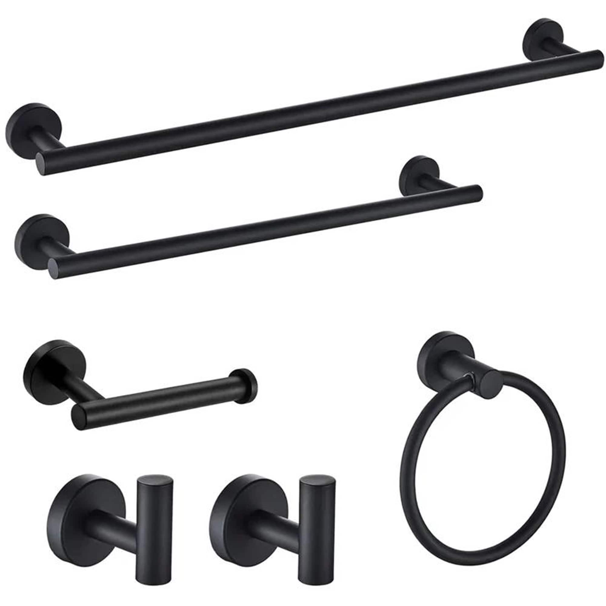 AITINKAN Modern Bath Hardware Set Towel Holder Set in Stainless Steel Black Matte