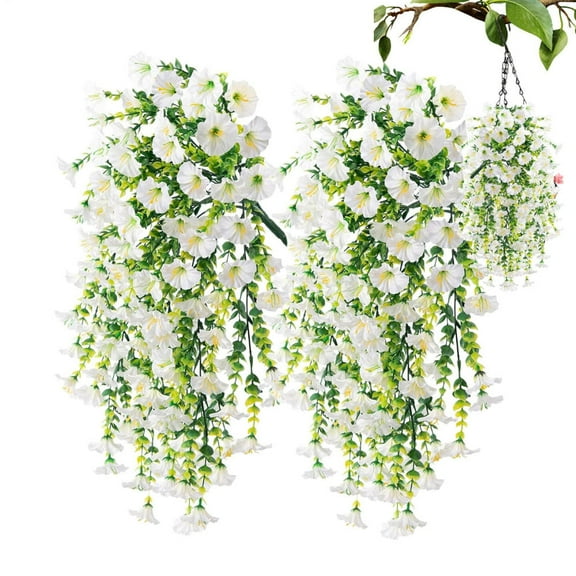 AITOCO Artificial Petunia Everlasting Artificial Petunias Decor Everlasting Weatherproof 2 Pieces Flowers Plants for Patio Window Box Walkway Porch Pot Garden Planter Vase applied