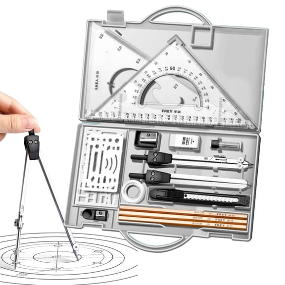 AITOCO Geometry Kit 16X Math Geometry Kit Drawing Tools with Storage Box Compass Graphic Drafting Supplies for School Students