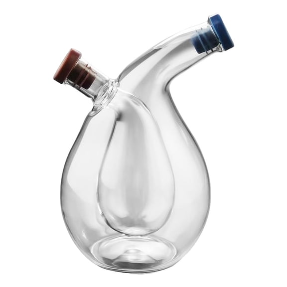 AITOCO Oil Vinegar Cruet 2 in 1 Glass Clear Oil and Vinegar Holder Bottle Transparent Glass Oil Vinegar Cruet Bottle for Kitchen Cooking Container thrifty