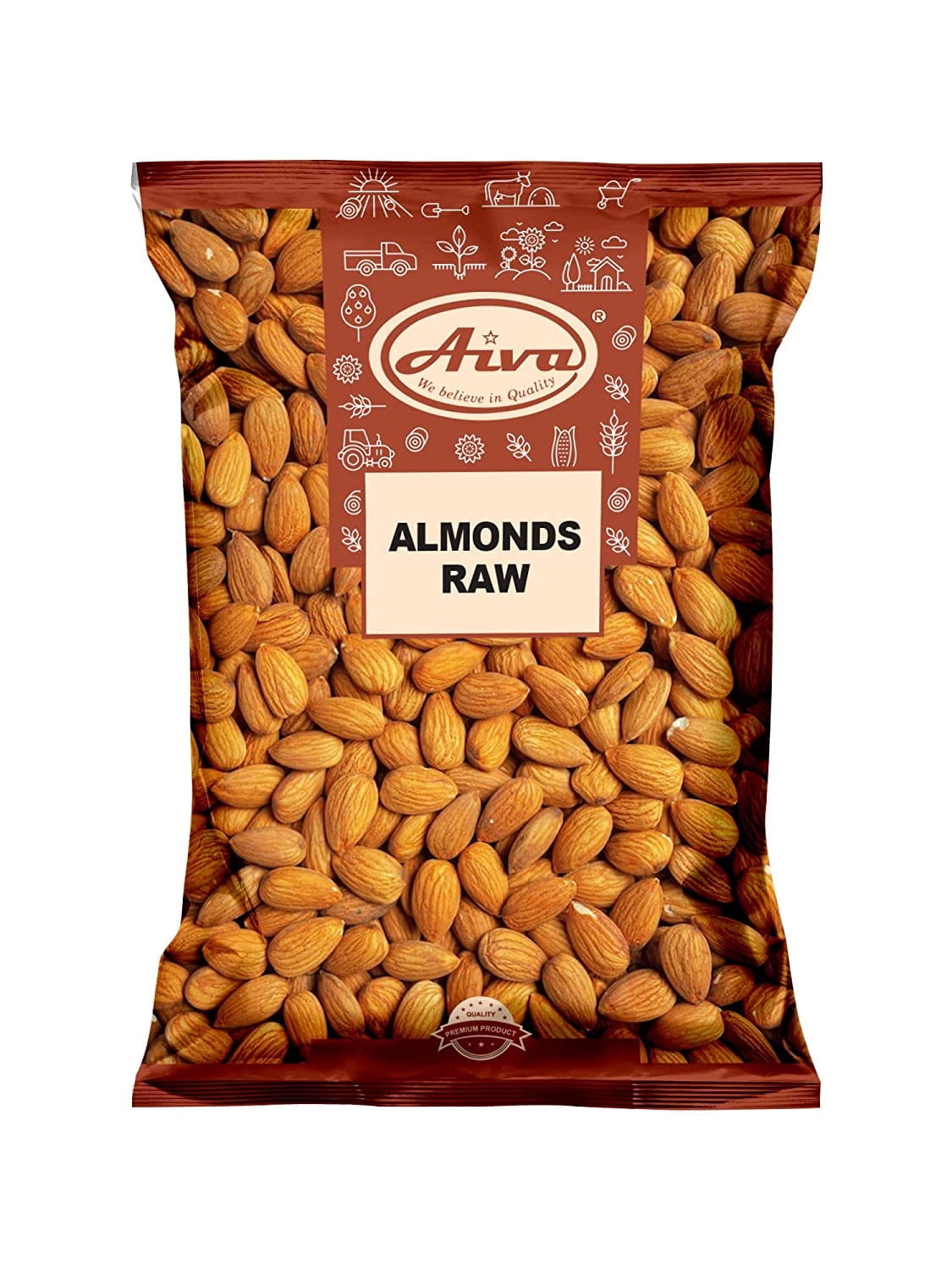 AIVA Natural Whole Raw Almonds - 10 lb (Grown in the USA Raw Almonds)