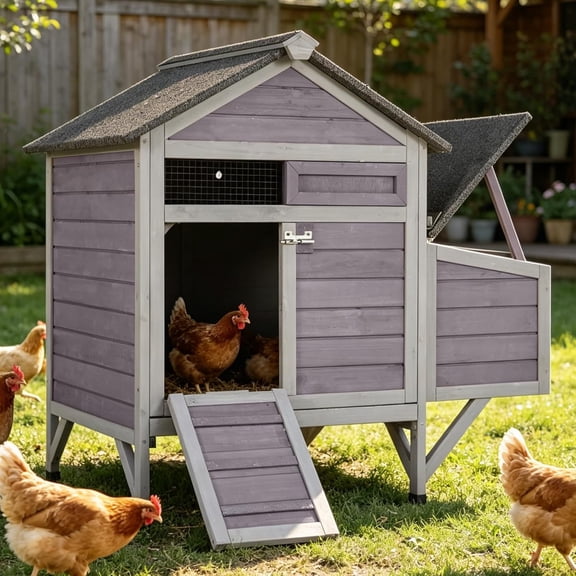Aivituvin 40.94" Chicken Coop with Nesting Box, Weatherproof Hen House with Leakproof Pull-Out Tray, Poultry Coops for Chickens, Duck & Quail