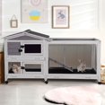 thumbnail image 1 of AIVITUVIN Outdoor Rabbit Hutch Indoor Bunny on Wheels Large Guinea Pig Cage with Run for Any Small Animals,Removable Pull Out Tray, 1 of 7