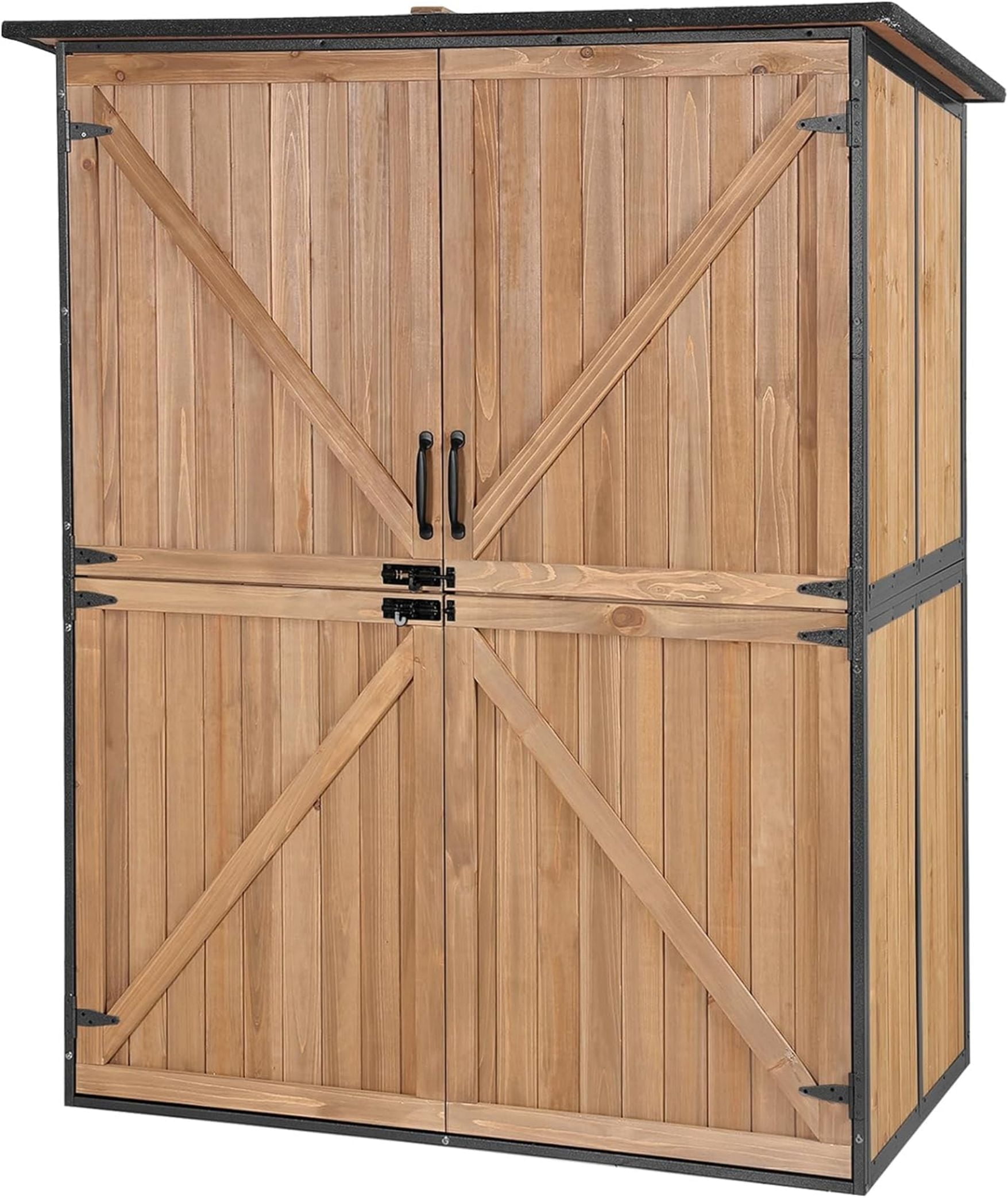 AIVITUVIN Outdoor Storage Shed Metal Frame Tool Garden Shed with Floor and Lockable Door for Patio Backyard Lawn