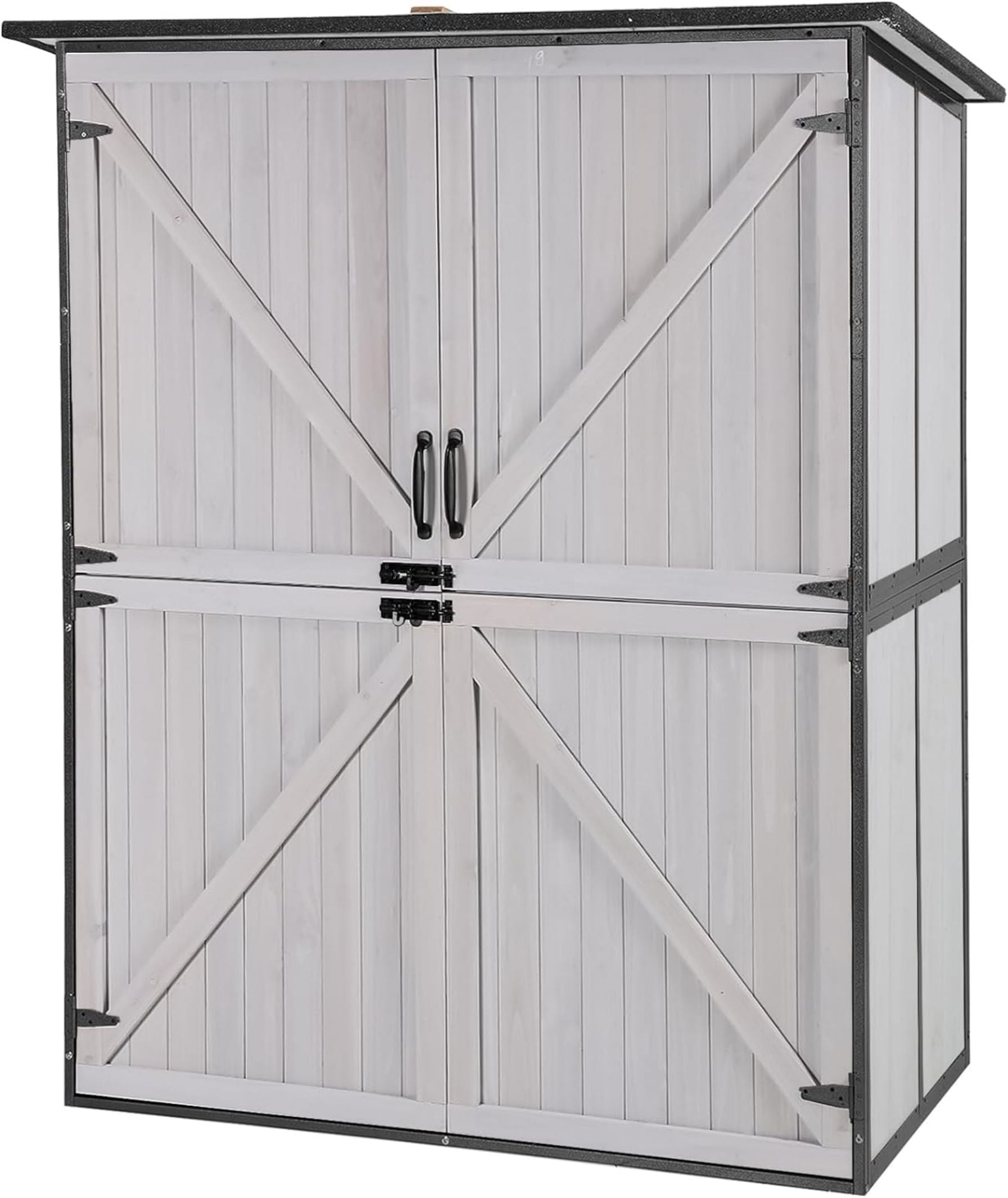AIVITUVIN Outdoor Storage Shed Metal Frame Tool Garden Shed with Floor and Lockable Door for Patio Backyard Lawn
