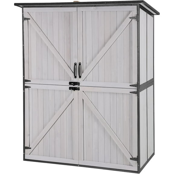 AIVITUVIN Outdoor Storage Shed Metal Frame Tool Garden Shed with Floor and Lockable Door for Patio Backyard Lawn