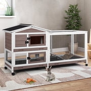 AIVITUVIN Rabbit Cage,Indoor Rabbit Hutch with Matel Frame and Pull Out Tray,Bunny Hutch Chicken Coop with Run