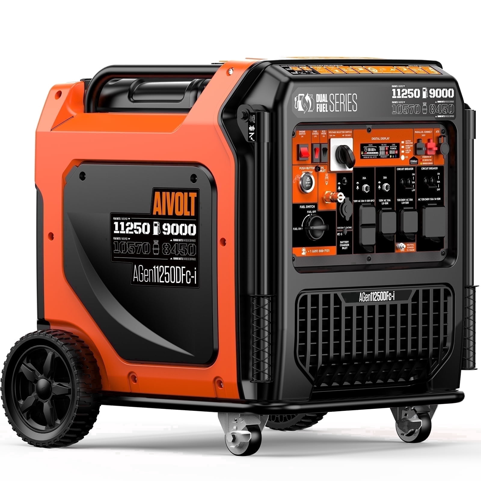 Remote Control Generator AIVOLT 11250 Watt Dual Fuel Electric Remote Start Outdoor Generator ...