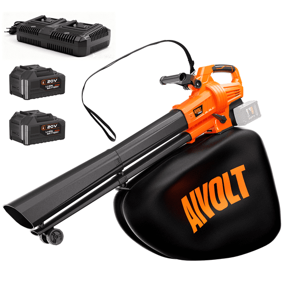 AIVOLT 40V 3-in-1 Cordless Leaf Blower Vacuum Mulcher Kit, 160MPH 600CFM Brushless Motor with 4 Speed Turbo Boost, 40L Bag, 2x4.0Ah Battery and Fast Charger Included, Ready-to-Use Lawn Care Equipment