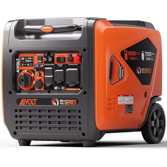 AIVOLT 8000W Dual Fuel Portable Inverter Generator with Quiet Operation & CO Auto-Shutdown