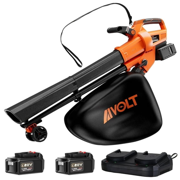 AIVOLT 3-in-1 Cordless Leaf Blower and Vacuum Mulcher, 40V 600CFM Turbo, 40L Bag, 2 Batteries Included, for Lawn, Yard, Patio