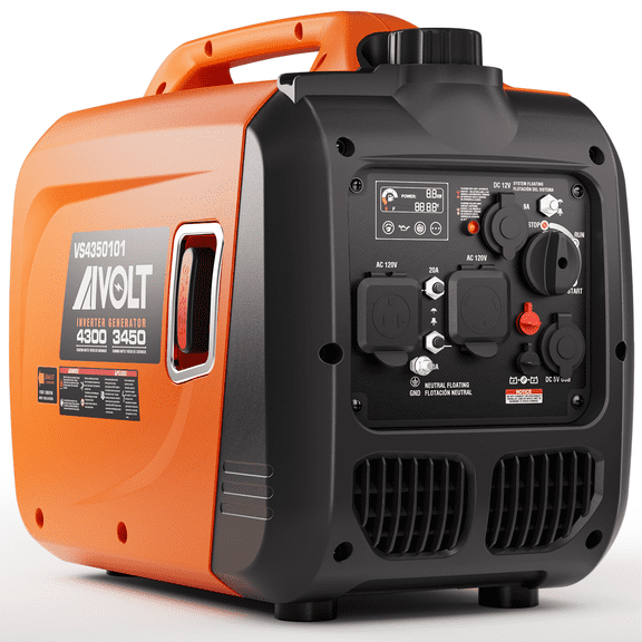 AIVOLT Super Quiet 4300W Inverter Generator, Gas Powered Portable RV Ready Outdoor Generators for Camping, Home Use& Tools, EPA Compliant