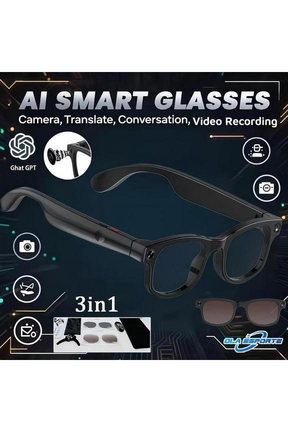 AIVision Pro 3-in-1 Smart Glasses | AI Real-Time Translation & Video Recording | 50Hrs Battery, Polarized Sunglasses w/Hands-Free Calls | FCC/CE Certified