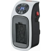 Aiwa Outlet Plug-in Electric Space Heater, Mini Heater with Adjustable Temperature Control, Silver