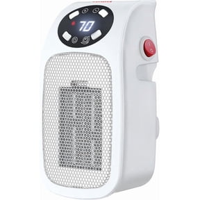 Aiwa Outlet Plug-in Electric Space Heater, Mini Heater with Adjustable Temperature Control, White