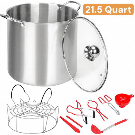 AIWFL 21.5 QT Stainless Steel Canning Pot with Rack and Lid, Water Bath Canner with 7 Pcs Tools, Canning Supplies Kit for Beginner, Home and Kitchen