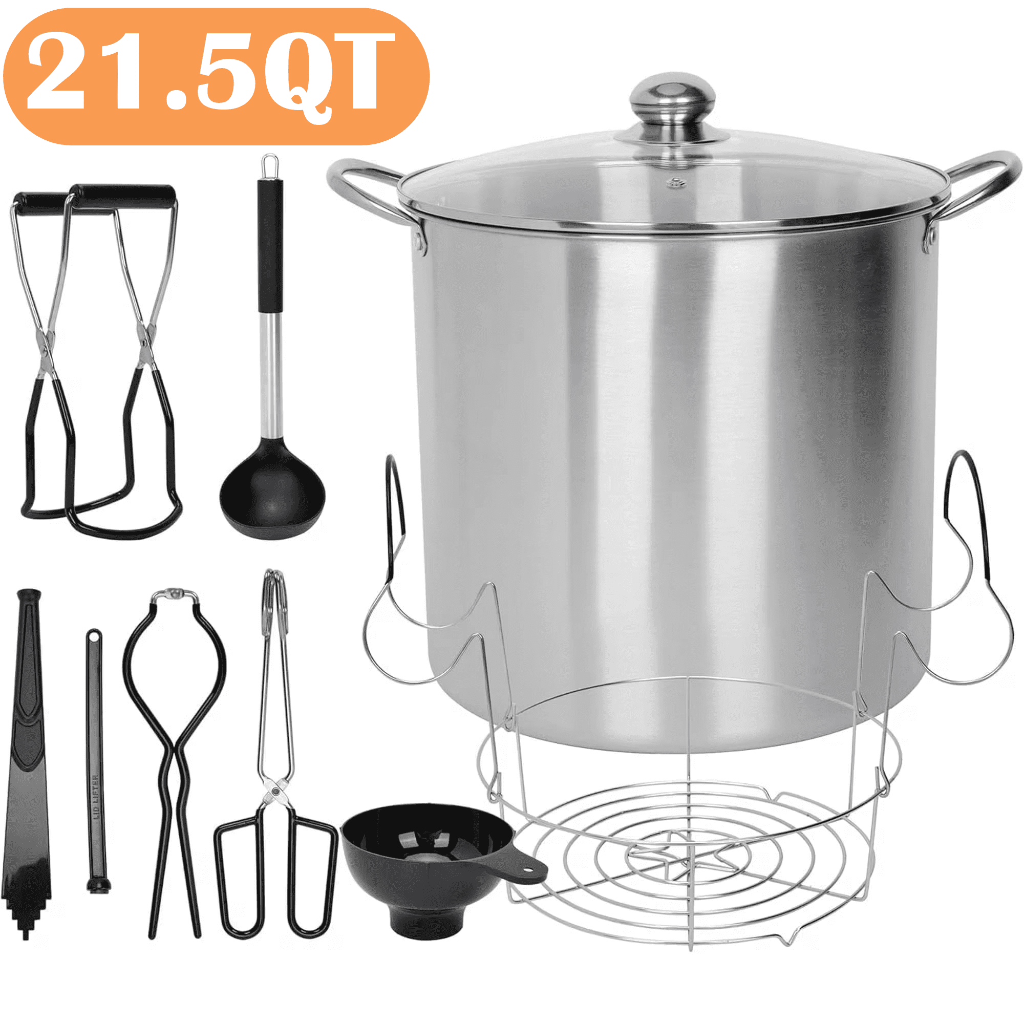 Canning Pot With Rack AIWFL 21.5 Quart Canning Pot with Rack and Lid, 7 Pcs Stainless Steel ...