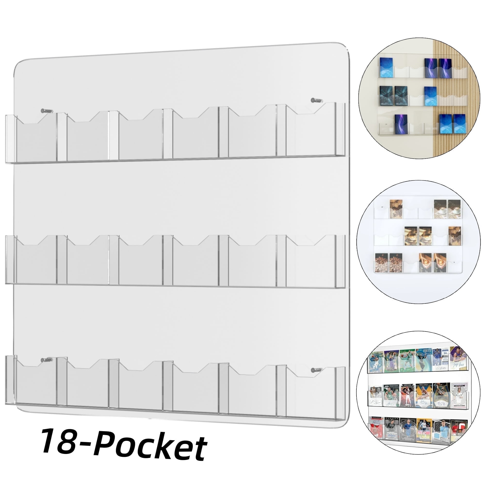 AIWFL 3-Tier Acrylic Brochure Holder Wall Mount, 18-Pocket Magazine Holder for Offices Waiting Room