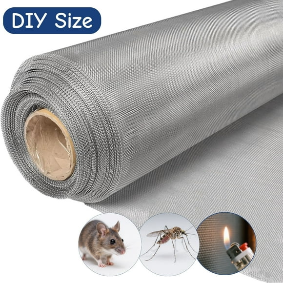 AIWFL Window Screen Mesh Roll Replacement, 304 Stainless Steel Material, 39.4 in x 98.4 ft (323 sq. ft.), Woven Wire Mesh for Window, Door, Porch and Patio, Silver