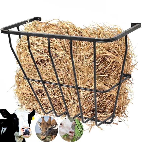 AIWFL Livestock Hay Feeder Wall Mount, 24-Gallon Iron Hay Rack for Sheep, Horses, Cattle, and Cows, 31.5"L x 15.4"W x 24.6"D