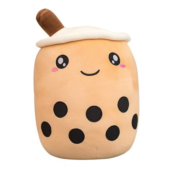 AIXINI 13.7 inch Stuffed Boba Plushie Bubble Tea Plush Pillow Cartoon Cylindrical Milk Boba Tea Cup Pillow, Super Soft Kawaii Hugging Cushion Realistic Plush Food