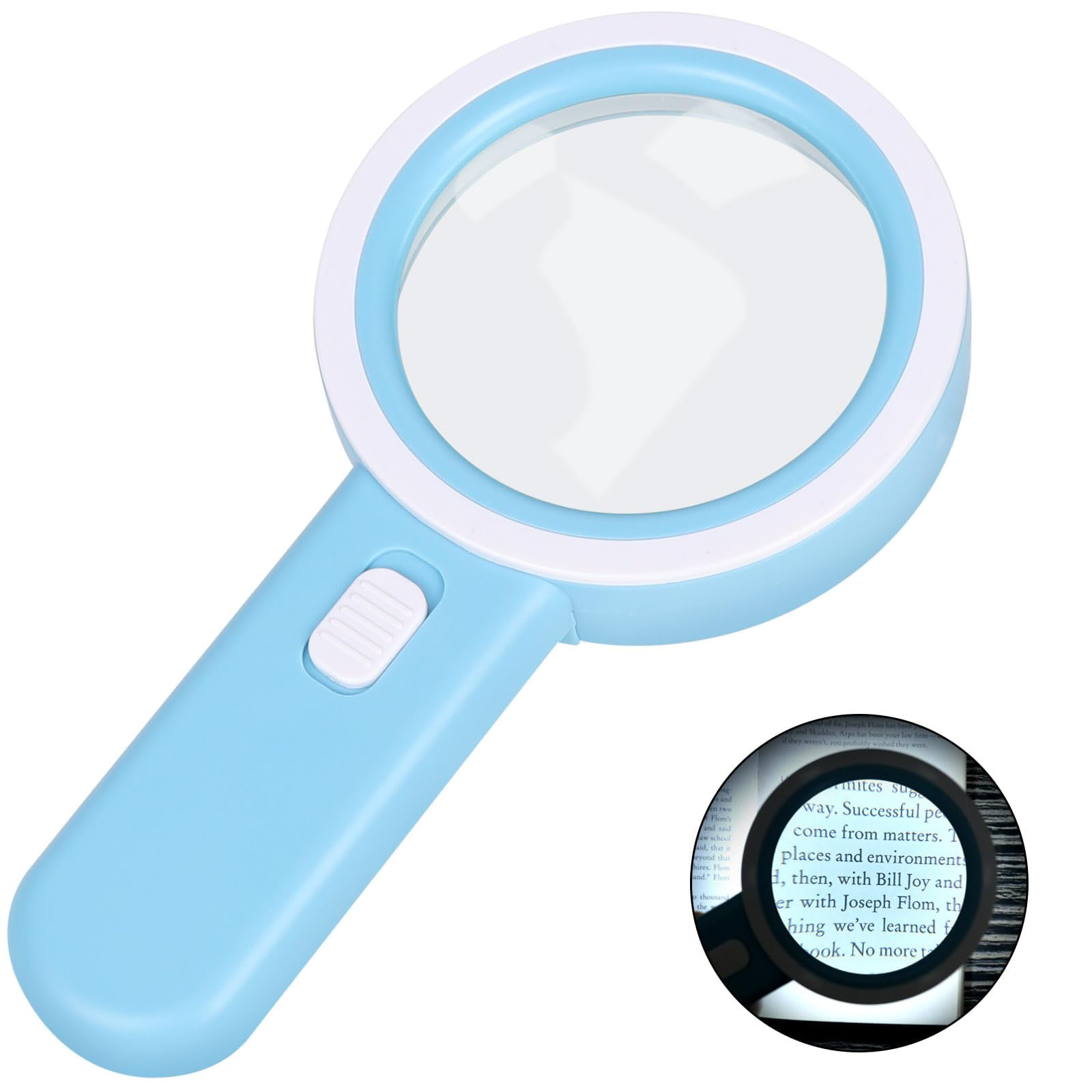 AIXPI Magnifying Glass with Light, 30X Handheld Large Magnifying Glass