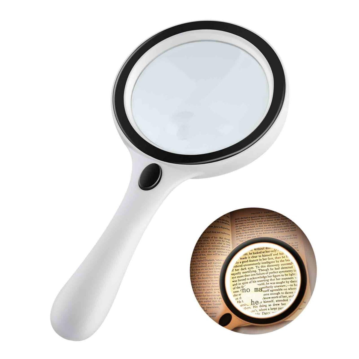 Cencita Magnifying Glass with Light, 30X Handheld Magnifying Glass, 12 LED Illuminated Lighted Magnifier for Low Vision Seniors Reading, Macular